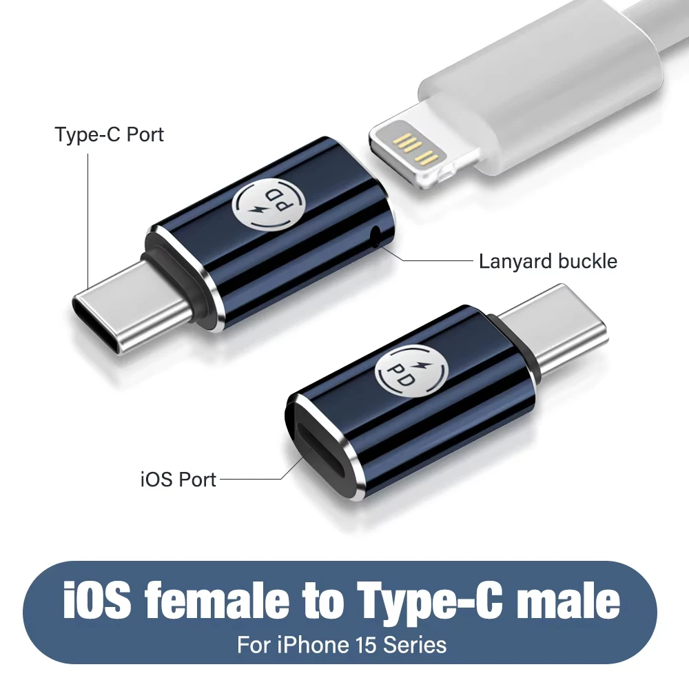 NNBILI 폰 27W 슈퍼 충전 어댑터 라이트닝 암-타입-C 수 케이블 어댑터 컨버터 (USB C-라이트닝 커넥터용)