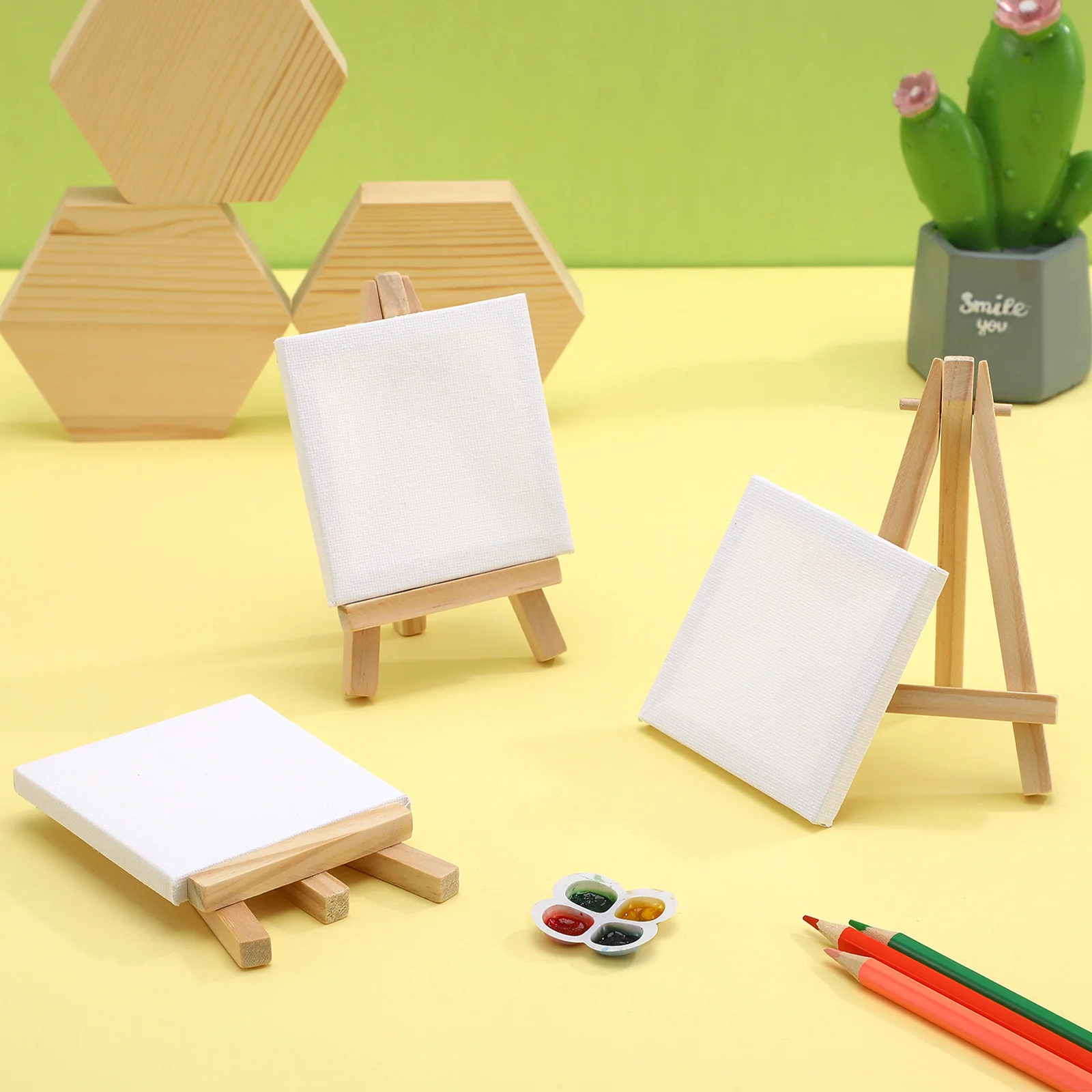 

Mini Painting Canvas with Easels Blank Art Canvas Boards with Stands Oil Paint Artwork Supplies