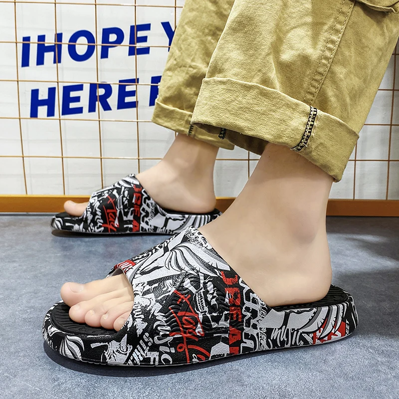 Men's Slippers Personalized Slippers Men's Anti-slip Outdoor Sandals EVA Thick Soled Home Flip Flops Men's Beach Shoes New - AliExpress