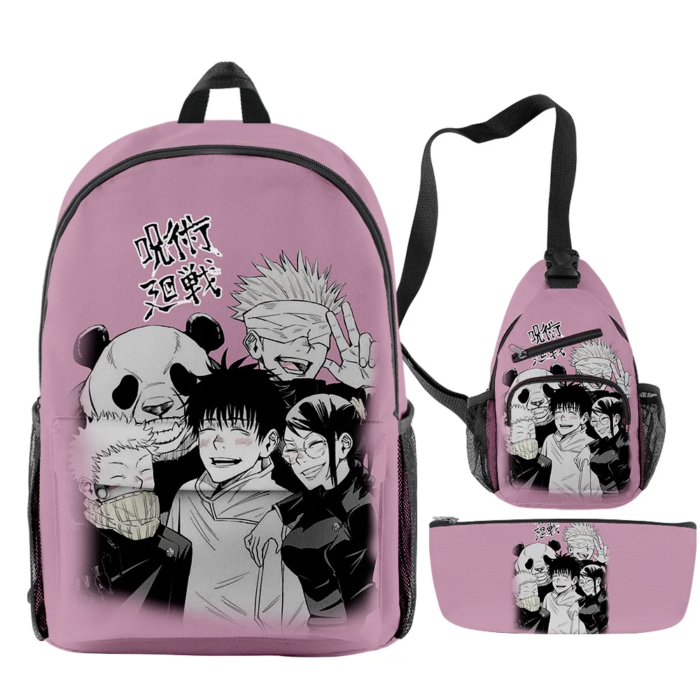 

Jujutsu Kaisen Anime Backpacks 3 Pieces Sets Zipper Daypack Unisex Traval Bag 2023 Japan Manga Harajuku Student School Bag