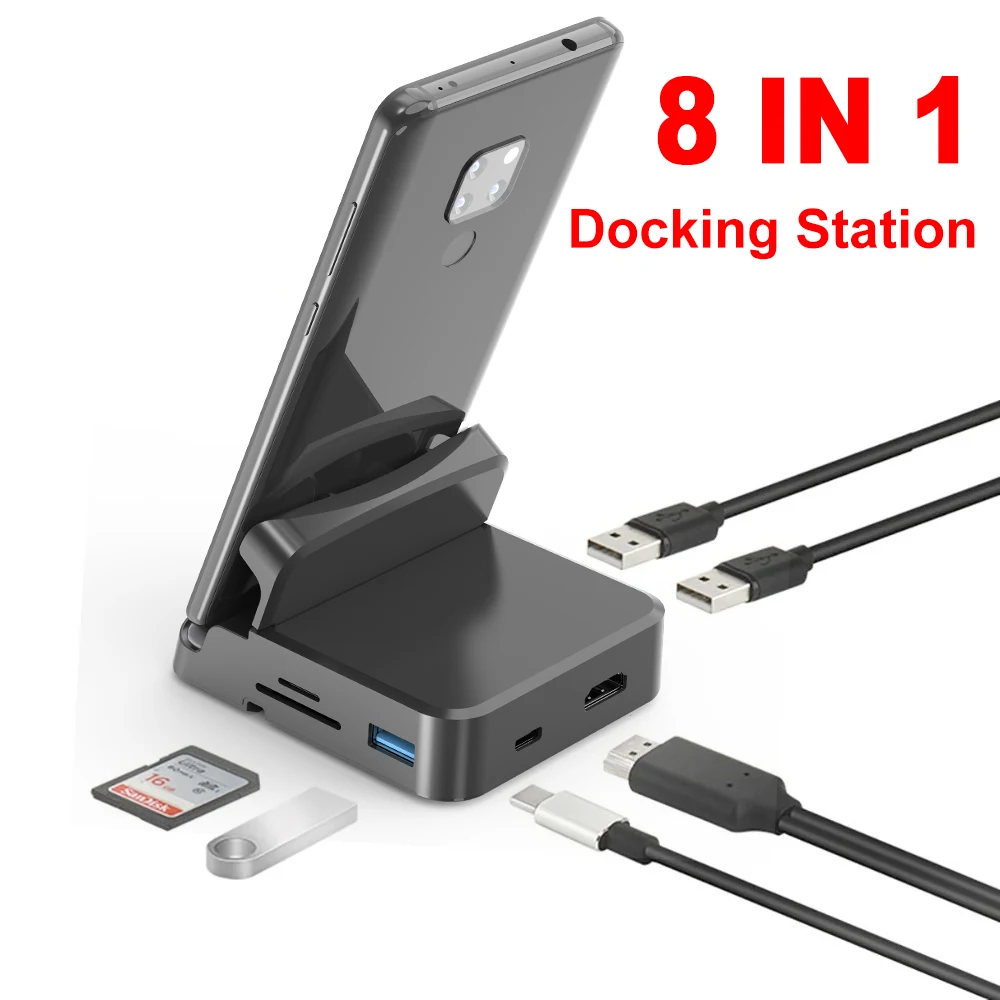 tipo c Docking Station Suporte do Telefone Dex Pad Station Usb c para Compatível com Hdmi Usb sd tf Carregador Adaptador para Samsung em 1