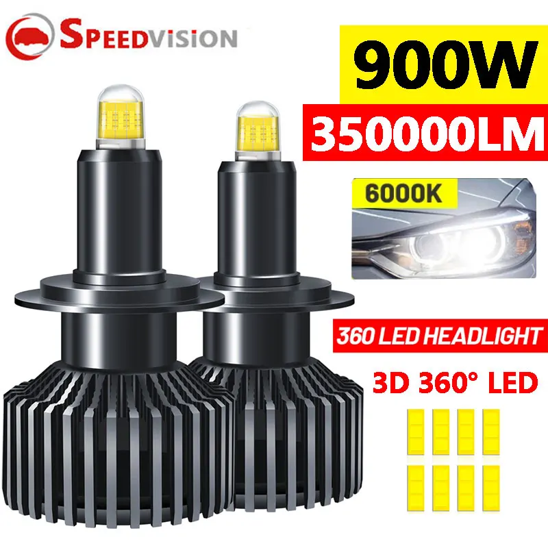 

3D 360 H7 Bi LED Headlights Canbus 350000LM 900W H11 H8 H1 HB3 9005 HB4 9006 9012 HIR2 H4 H9 Fog Lamps Turbo Mini Lamp For Lens