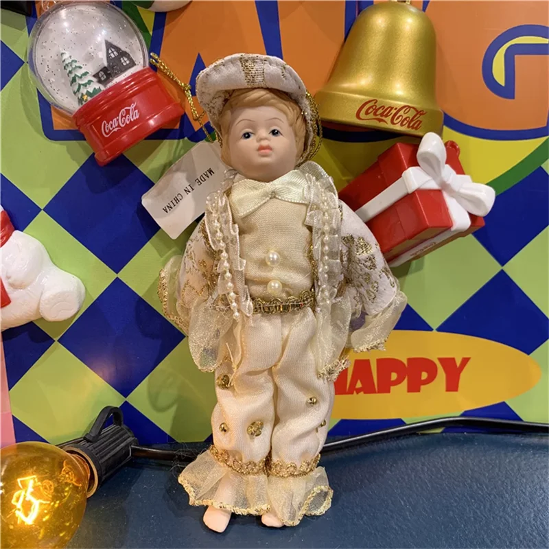 

15cm lovely classic ceramics white child porcelain figure doll kids collection chain toy