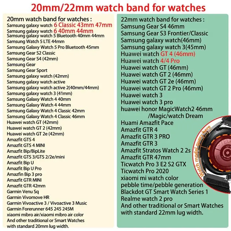 Nylon Sport Watch Band Bracelet - 20mm/22mm Adjustable Strap