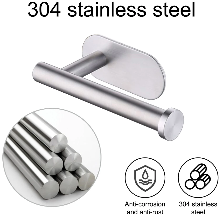 Stainless Steel Toilet Roll Paper Holder Self-Adhesive Bathroom Punch-Free Towel Rack Wall Mount Toilet Tissue Accessories paper towel holder toilet paper holder toilet paper rack toilet roll holder paper towel rack tissue holder