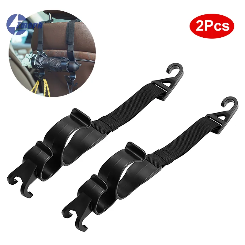 2-Pack Multi-Function Car Seat Headrest Hooks for Rear Seat Storage and Organization