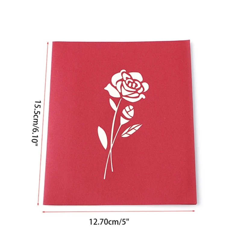 3D for Pop Up Rose Flower Greeting Card for Birthday Mothers Father's Day Graduation Wedding Anniversary with Envelope G