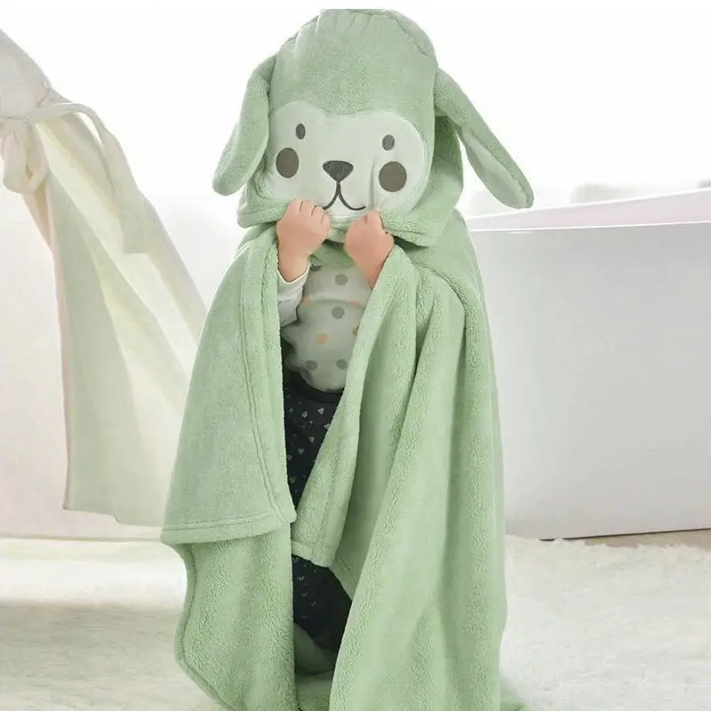 Thickened Bath Towels Cute Children Newborn Baby Super Soft Absorbent Pure Cotton Hooded Cloak Bath Towel Can Be Worn Blanket images - 6