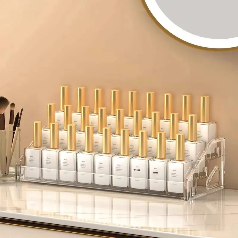 Transparent Multi-Tier Nail Polish Display Stand Plastic Clear Nail Art Glue Storage Rack Cosmetic Organizer Box