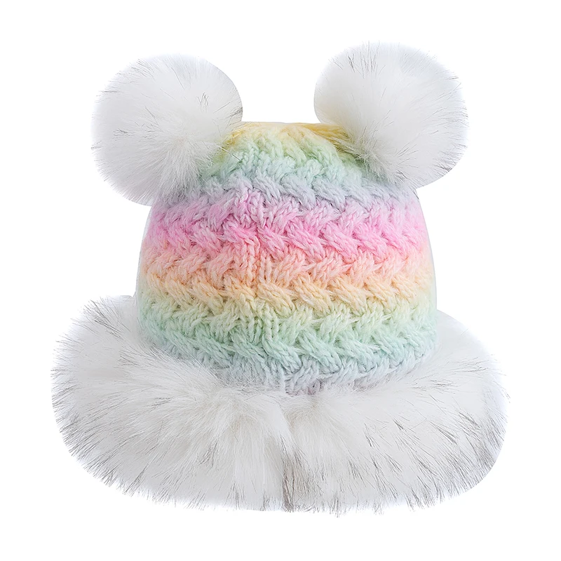 New Women Cute Plush Winter Hat Trendy Streetwear Knitted Hat Lovely Dandy Cap For Girls