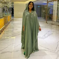 Fashion African Women Luxury Diamonds Beaded Evening Dresses Dubai Abaya Islamic Morocco Kaftan Ethnic Style Chiffon Robe Arab 3