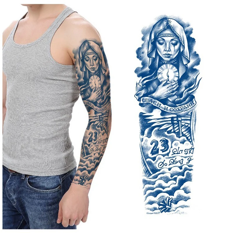 

Full Arm Sleeve Temporary Tattoos Sticker Men Natural Gardenia Juice Pigment Semi-permanent Temporary Tattoo Stickers For Men
