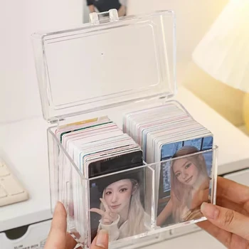 Scatola per tesserini Kpop Custodia per carte fotografiche trasparente Idol Organizzatore di archiviazione di carte da 3 pollici Scatola di immagazzinaggio in plastica Cancelleria scolastica 이kuk 1