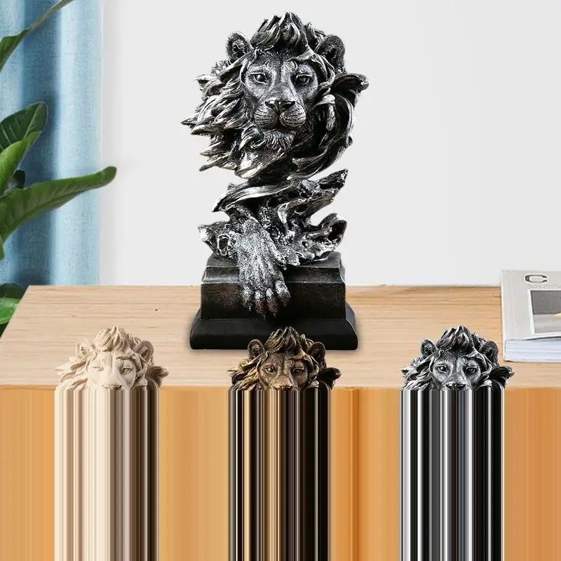 

Lion Resin Ornament Animal Statue Miniatures Figurines Lion Sculpture Home Decoration DIY Craft Decor For living Room Desktop