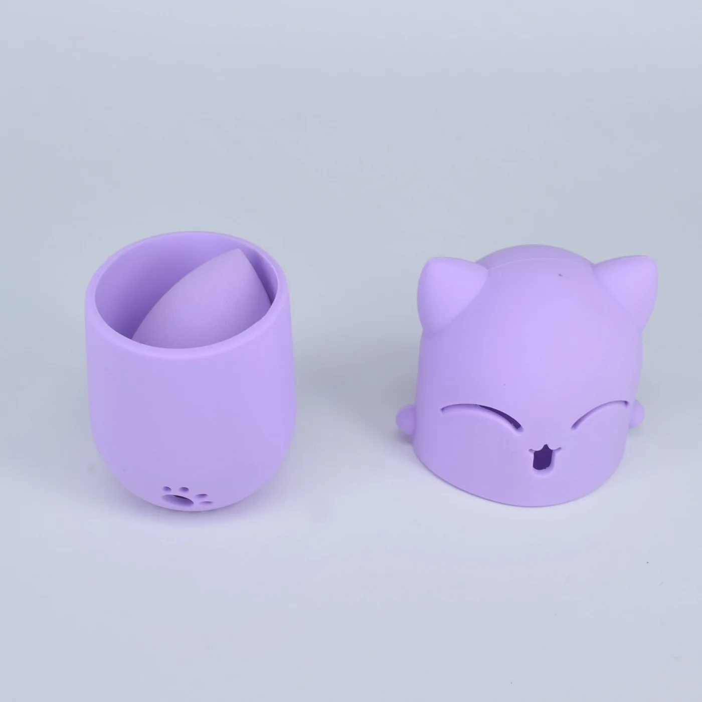 Puff Cleaning Drying Case Soft Silicone Sponge Puff Storage Box Cute Cat Powder Puff Holder Make Up Tool Portable Makeup Blender 6
