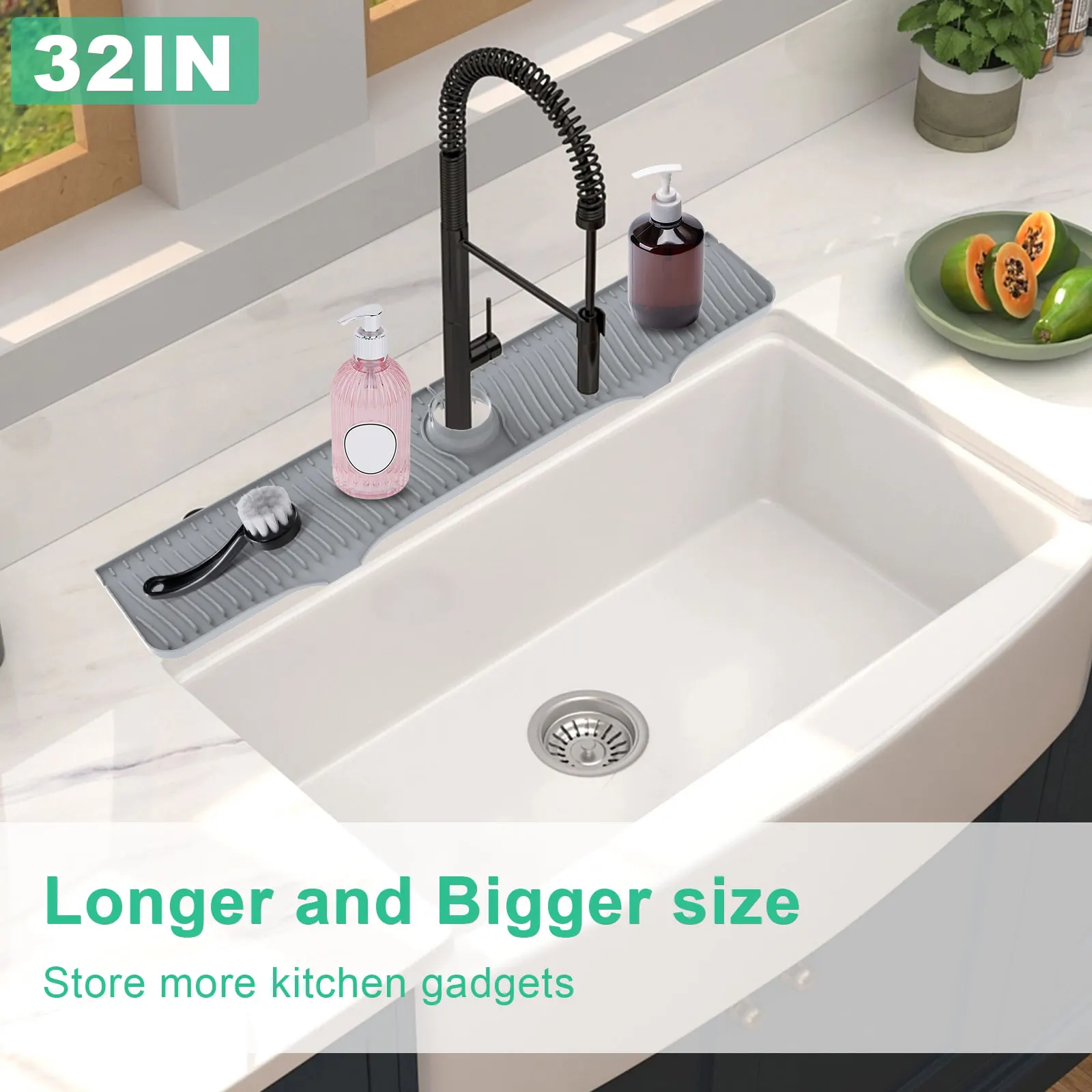 Sink Splash Guard 32 Inch Silicone For Kitchen Bathroom