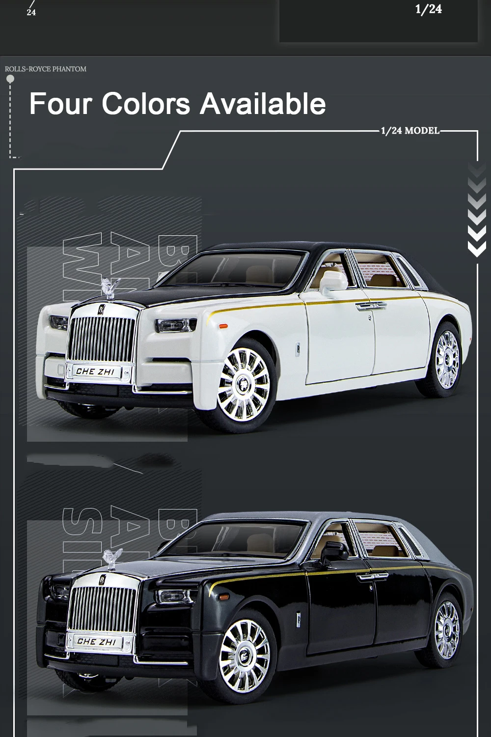 TGRCM-CZ Rolls-Royce Phantom Voiture miniature en alliage de zinc moulé  sous pression avec son et lumière pour enfants, garçon, fille, cadeau  (Noir) CZ24162 : : Jeux et Jouets