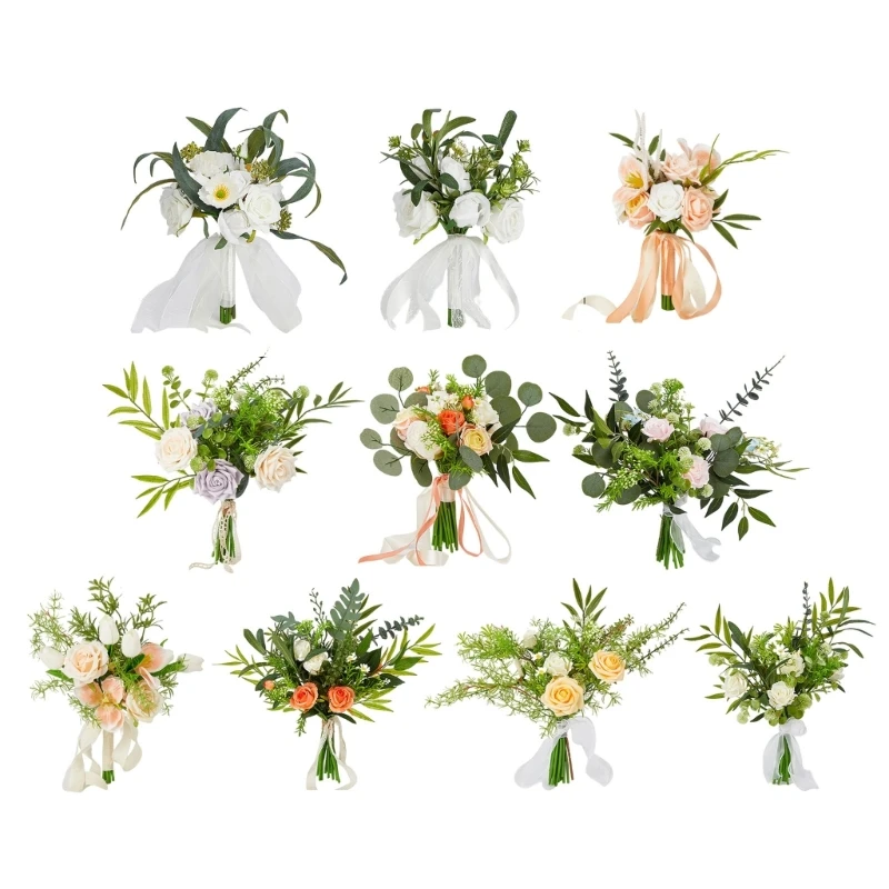 

Artificial Plant Rose Flower Bouquets Ceremony Wedding Bouquets Silk Bridals