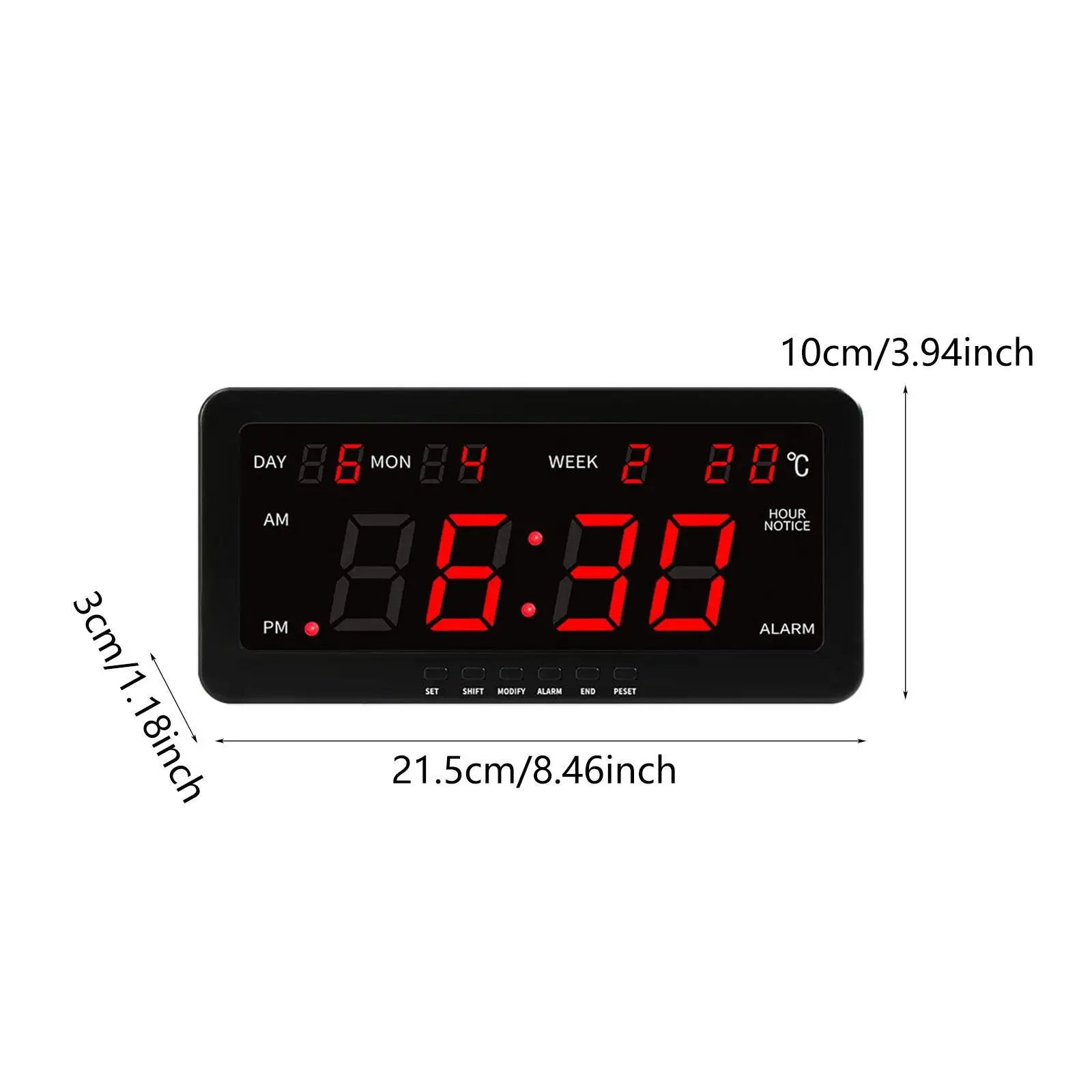 Digital Wall Clock Large Screen LED Display Temperature Date Week Alarm Modern Silent Hanging Clock for Living Room Bedroom