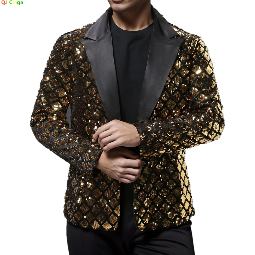 Gold Suit Jacket Men's Wedding Party Dress Coat, Silver Blue Black Round  Metallic Sequin Decoration Blazers. - AliExpress 200000343
