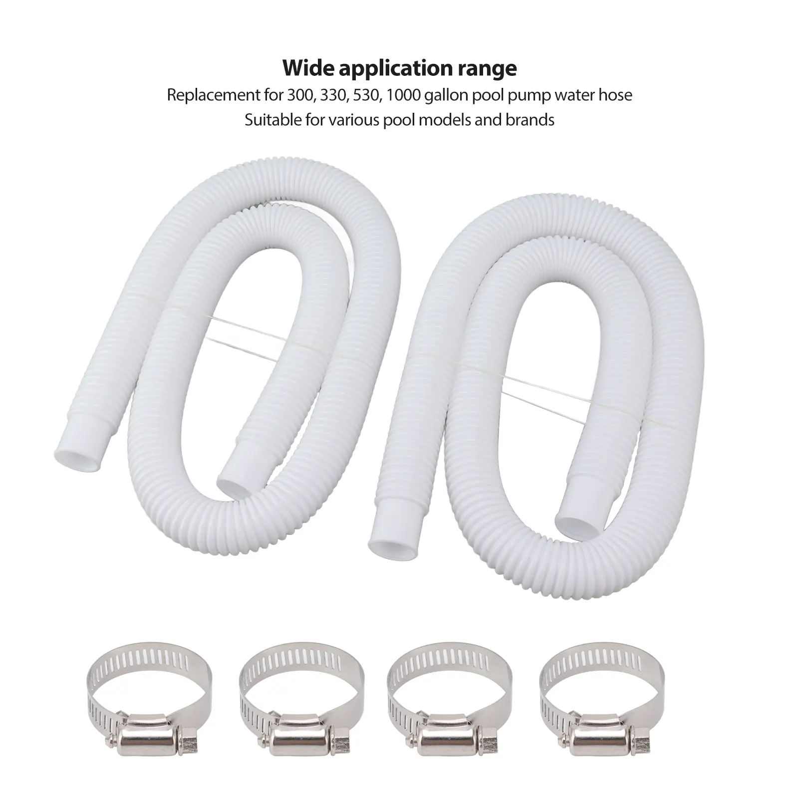 Leakproof Replacement Pool Tubes with Hose Clamps Swimming Pool Replacement Hose for 300 330 530 1000 Gallon Pool Pump 2