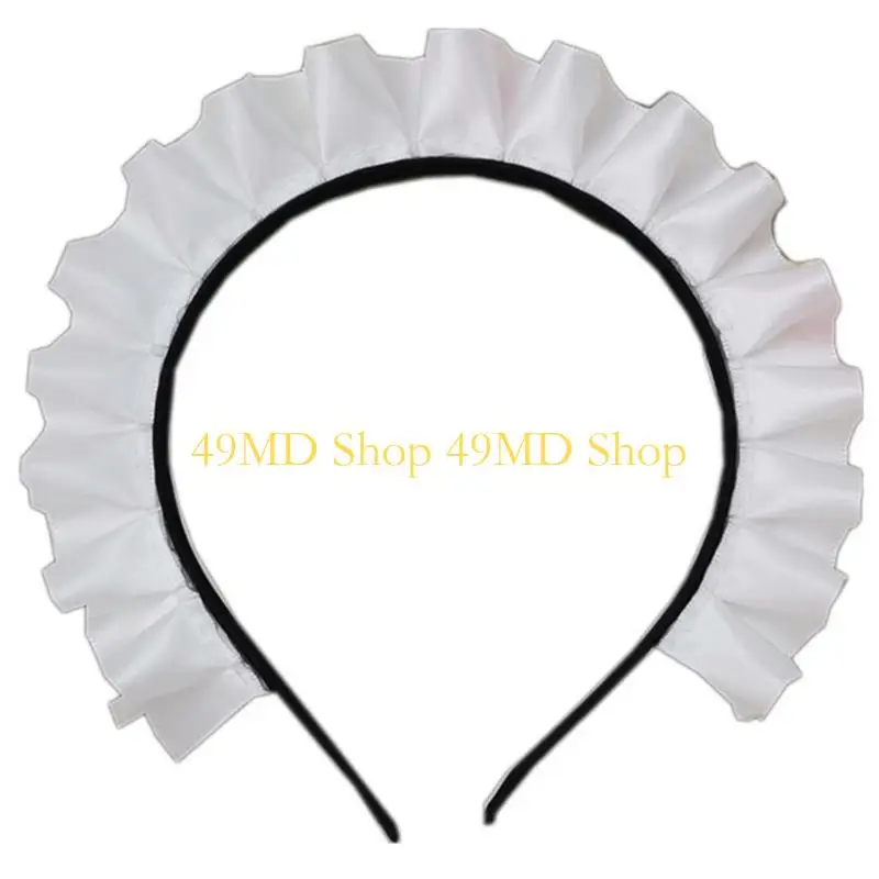 49md Cosplay Maid Hair Hoop Frauen elegante Falten -Spitzen -Make -up -Stirnbänder für Mädchen Bühnen Halloween -Auftritte – Detail 9
