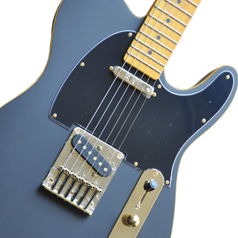 Electric Guitar Gold Accessories Matte Black Body Yellow Border High Quality OTGT-2013