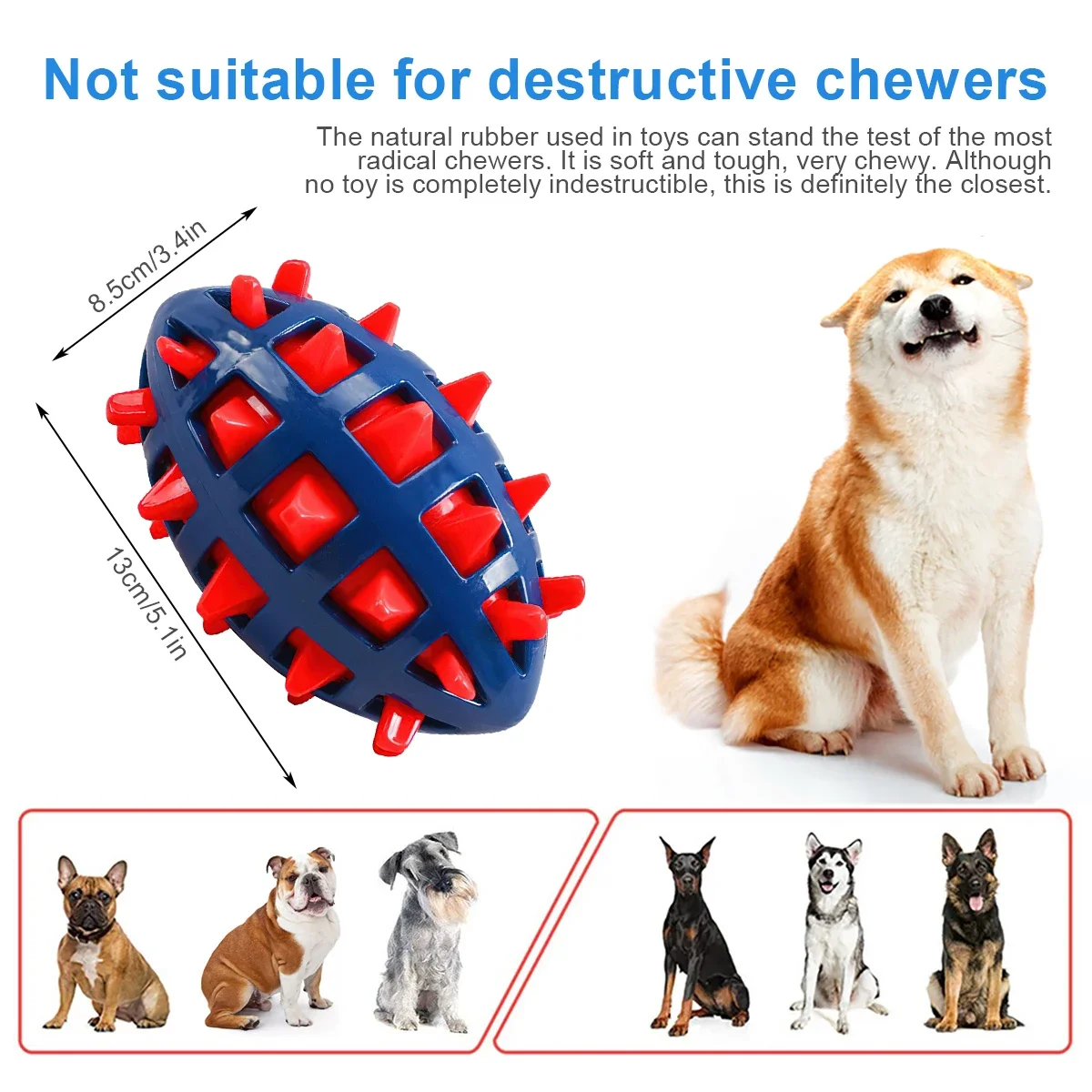 1/2Pcs Squeaky Dog Chew Toys Interactive Puppy Chew Ball Comfortable Rubber Dog Ball Toys Pet Chew Toy for Teething Cleaning 3