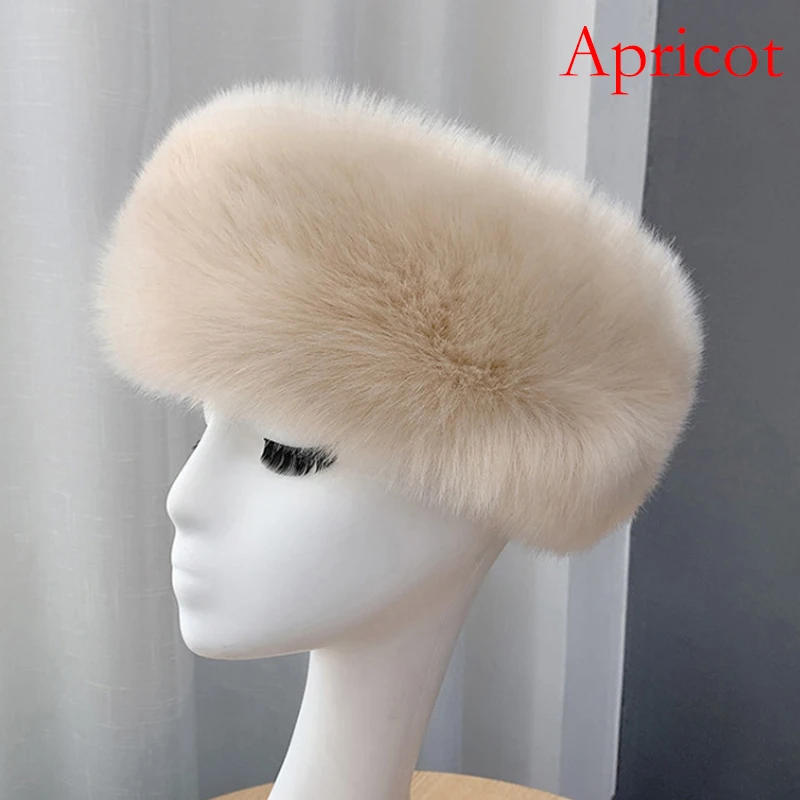 Winter Imitation Fur Hair Band Thick Hair Hoop Women'S Warm Without Top Fur Hat Outdoor Travel Wide Edge Plush Headband Ski Cap