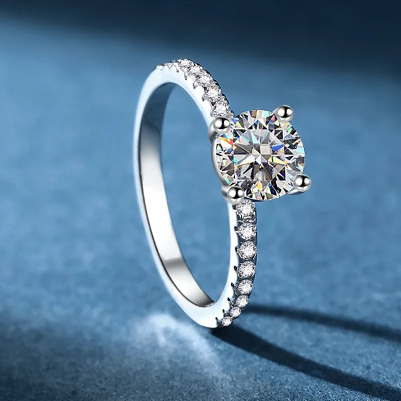 Women's Romantic Ring 1 Carat Moissanite Set in PT950 Platinum Four-Prong Adjustable Band Light Luxury Jewelry Choice 4