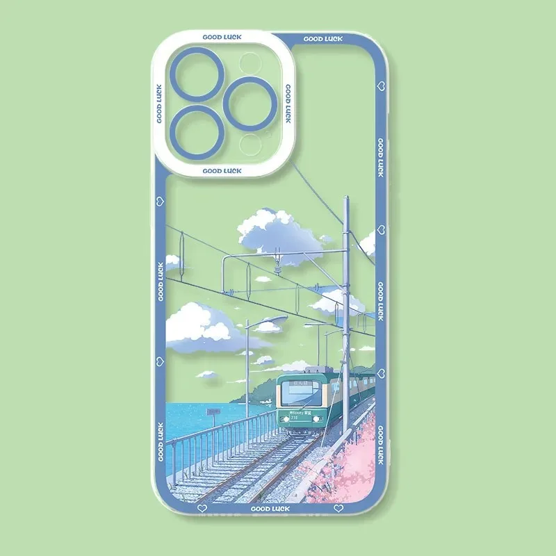 Japanese Anime Scenery Shockproof Transparent Phone Case