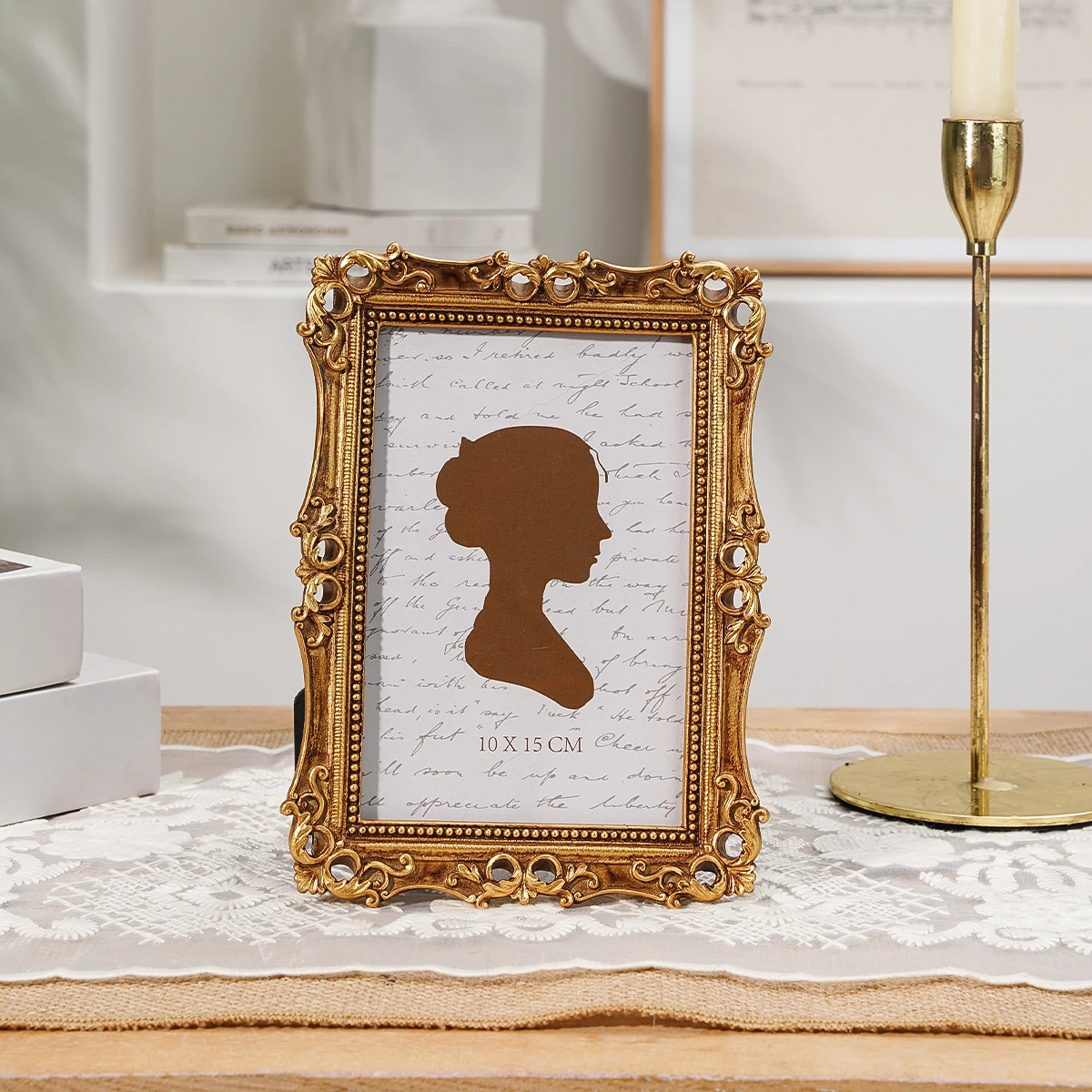 1PC, photo display frame, retro vine ring-shaped resin photo frame, European elegant retro pattern decorative frame