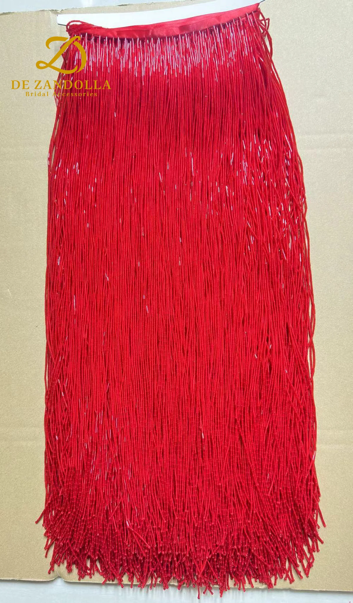 Frangia Per Costumi Da Ballo Nastro Con Frange E Nappe Di Perline Dorate - 1.15 M X 21 Cm, Per Decorazione Abiti, Costumi, Artigianato Perline Vetro Fai Da Te