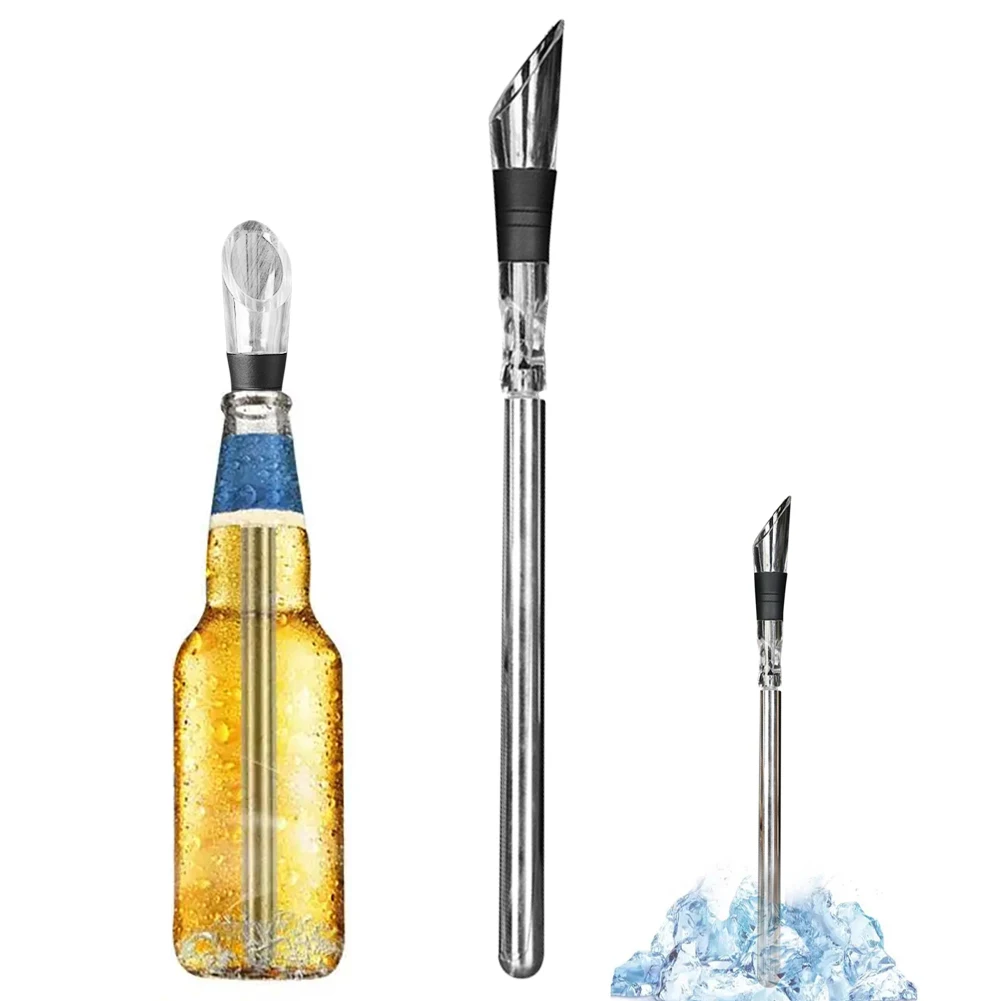 Wine Chiller Stick 3 In 1 Wine Cooler Stainless Steel Chiller Bar with Pourer Aerator Iceless Chilling Rod Gift drink cooler wine cooler sleeve