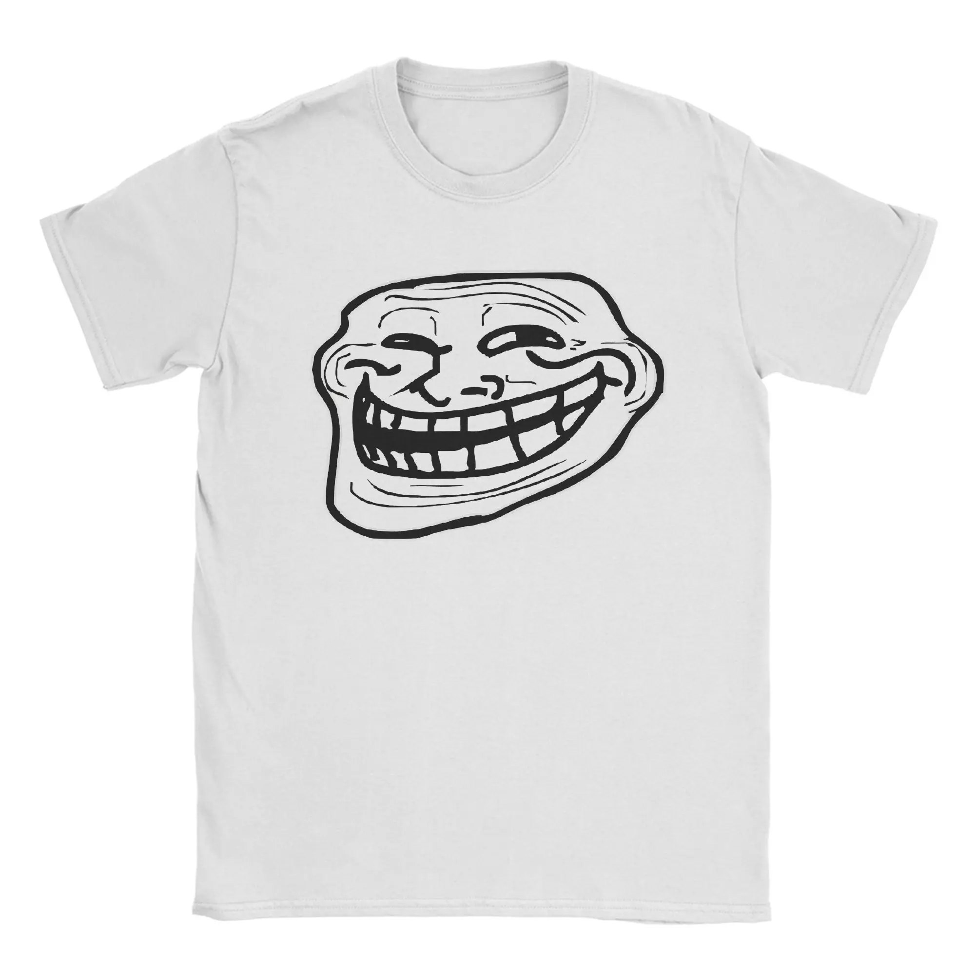 Kreatives Troll Face Memes Lustiges T-Shirt für Männer Rundhals-T-Shirt aus 100 % Baumwolle Comic Humor Kurzarm-T-Shirts Bedruckte Kleidung