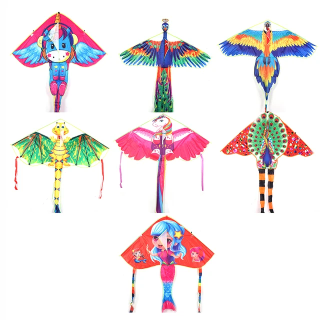 1.4M 3D Mermaid/Unicorn/Peacock/Dragon/Horse Kite For Kids Nylon Kite Toys Fly Kites Outdoor Spring Summer Autumn Toy Kids Gift 1