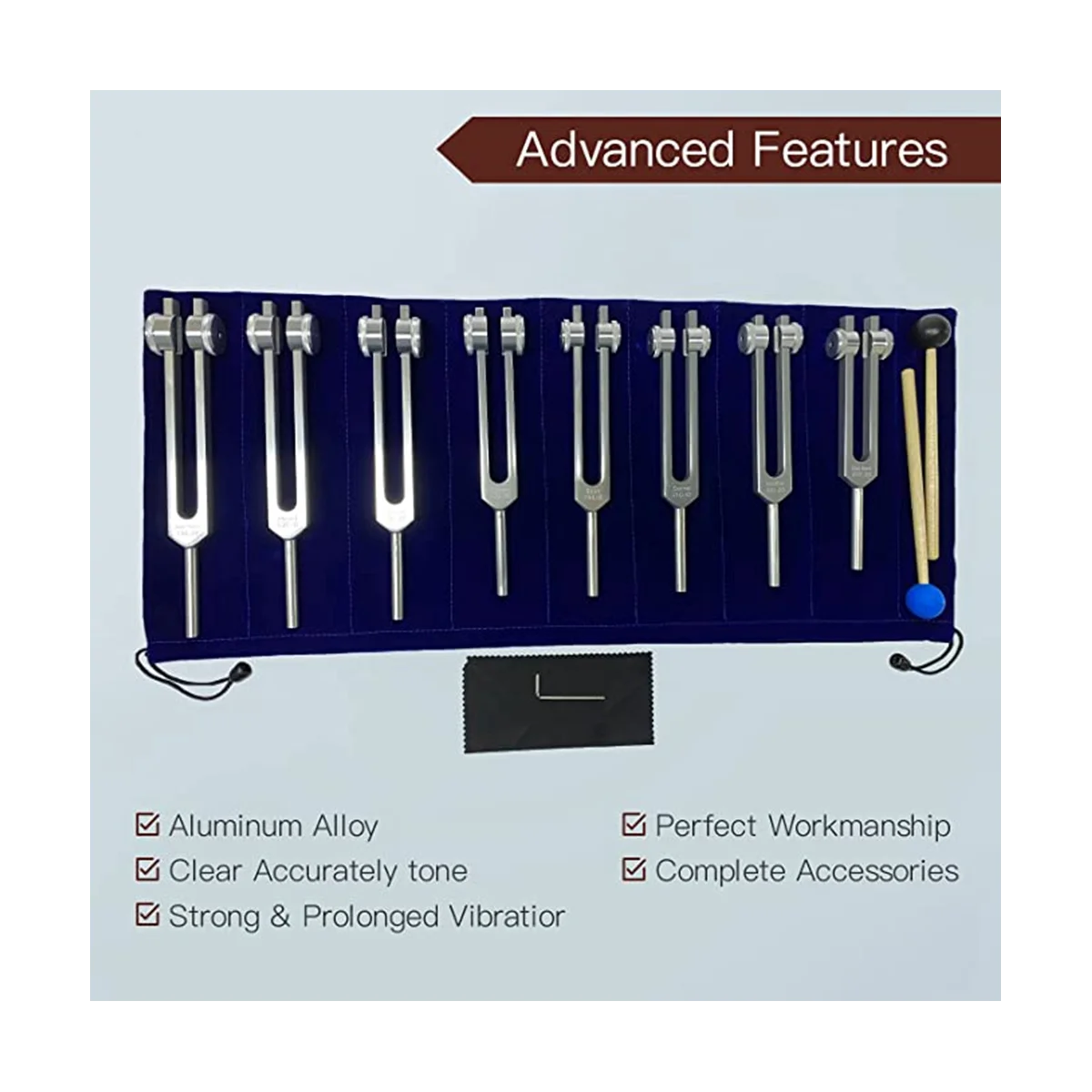 New Chakra Tuning Fork Set for Healing, 8 Pieces Silver Chakra Tuning Fork for Meditation 2