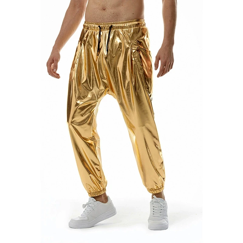 Men's Sets Shiny Metallic Suits Adult Disco 2 Piece Outfit Jacket Pants Halloween Dress Up Nightclub Stage Party Jackets Costume