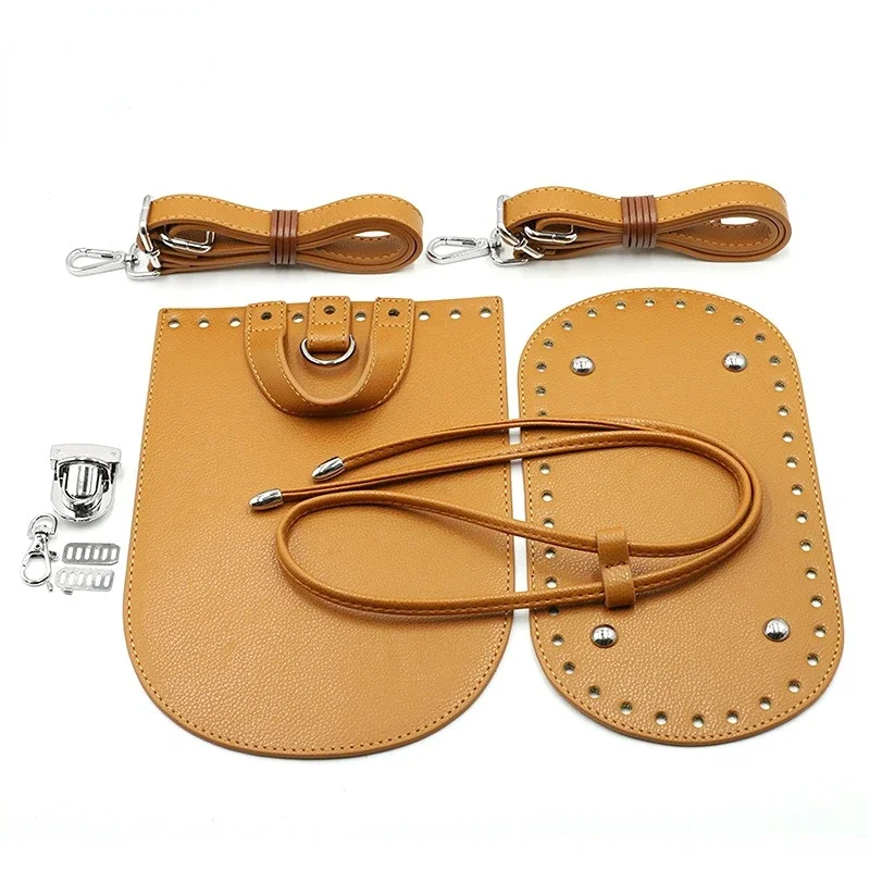 7pcs/set Set DIY Backpack Handmade Bag Set Leather Bag Bottoms with Shloulder Straps Backpack Braided Women's Bags Accessories