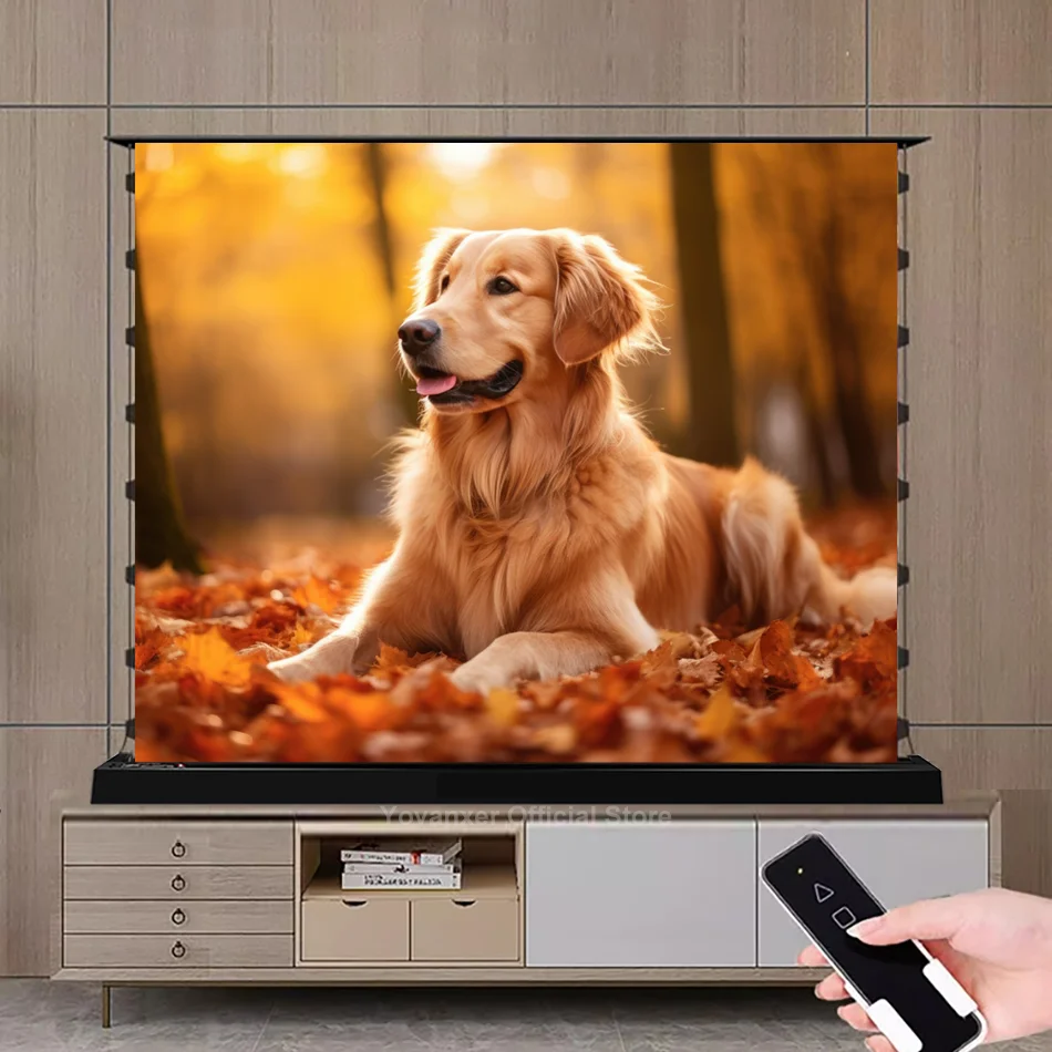ALR CLR Electric Floor Rising Rollable Projection Screen 3D 4K Long Throw Ambient Light Rejecting for Normal Projectors