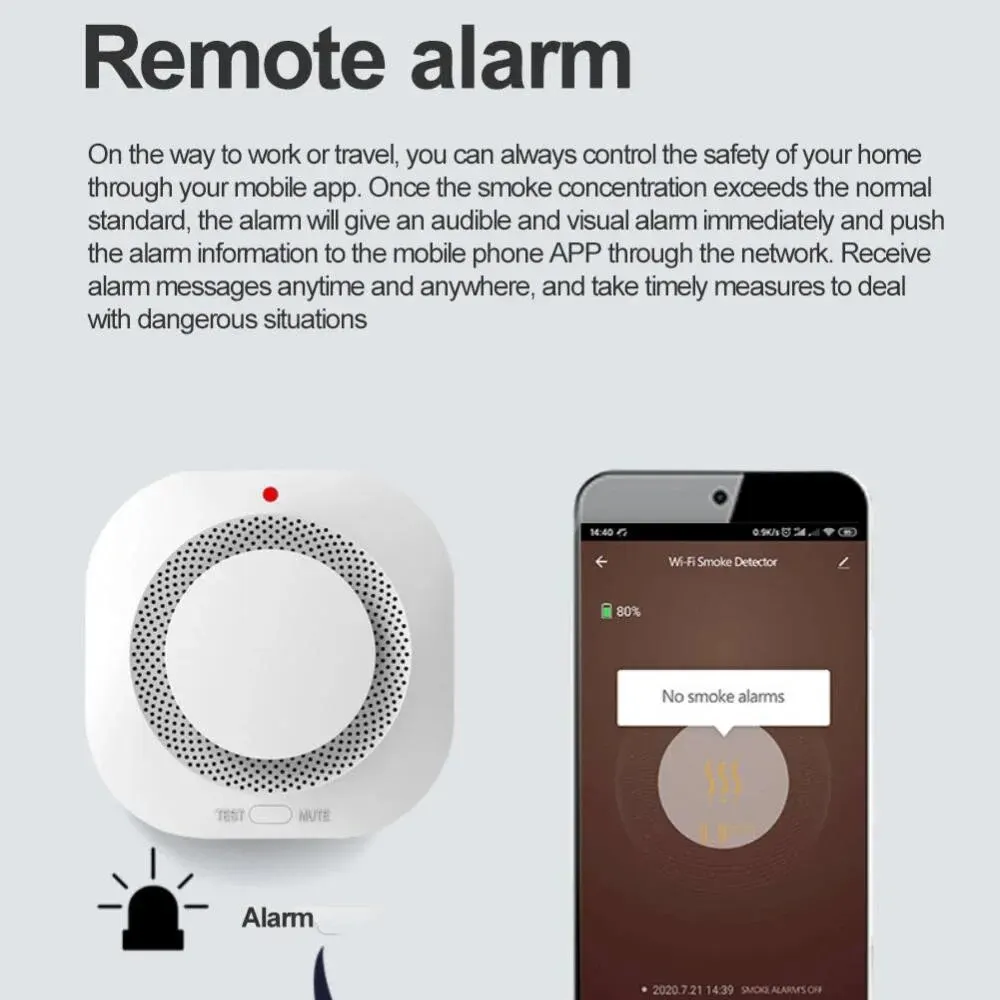 Smart Zigbee/Wifi Smoke Detector Smart Fire Fire Protection Home Security Alarm Sound Light Alarm APP Control smoke alarm