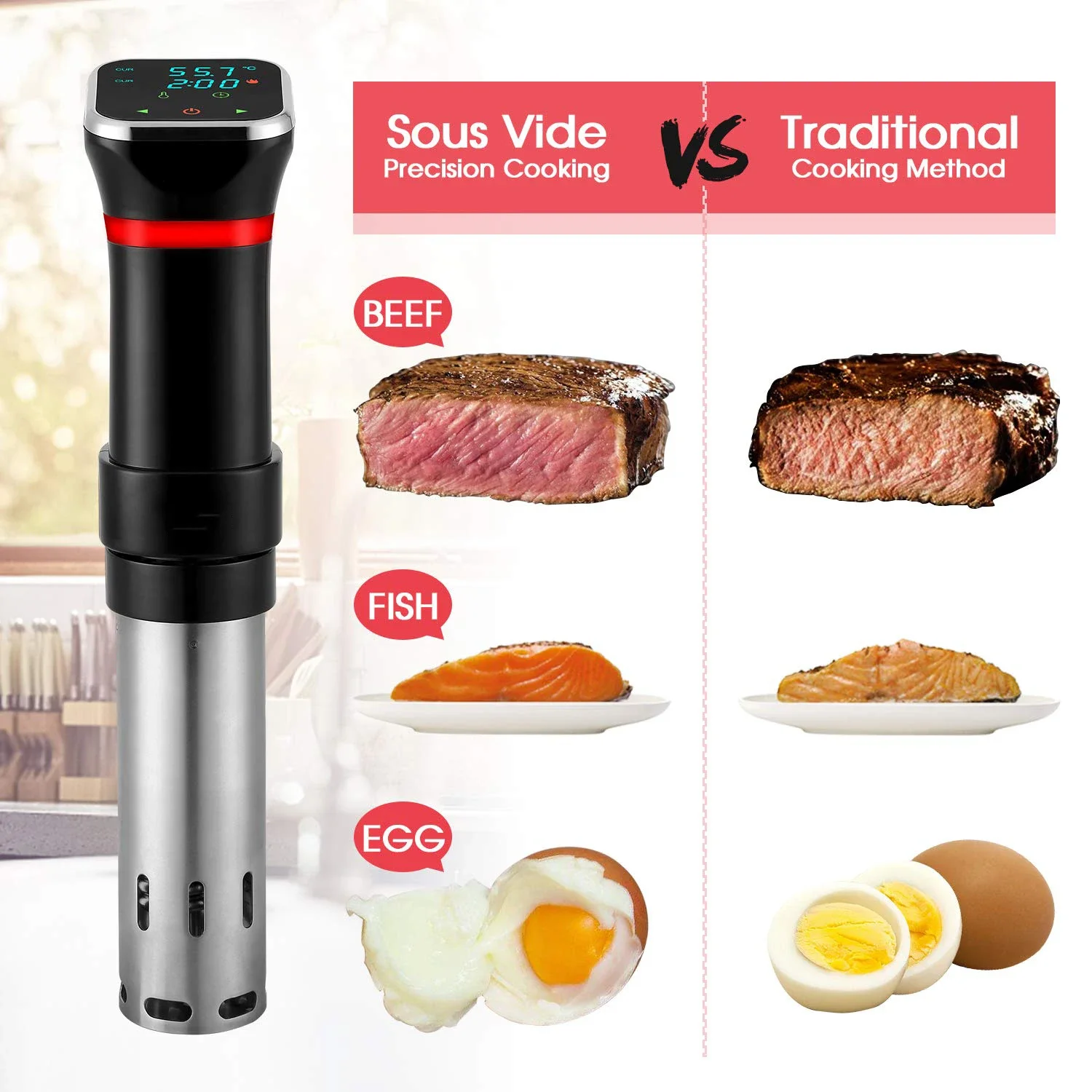 Low Temperature Cooking Machines, Slow Cooking Machine Container Slow Cooker Sous Vide/ 6