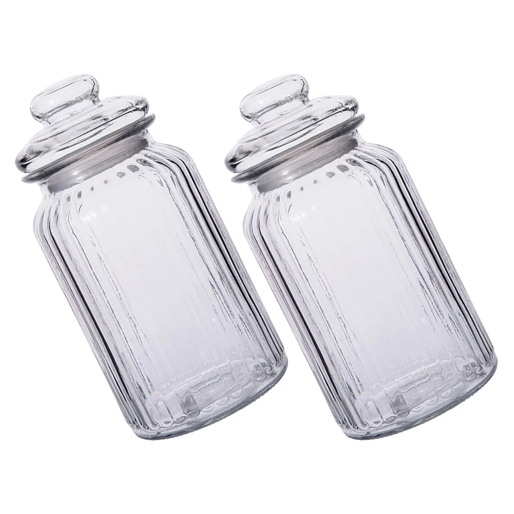 2pcs Glass Sealing Jars Transparent Pickles Storage Bottles Cereals