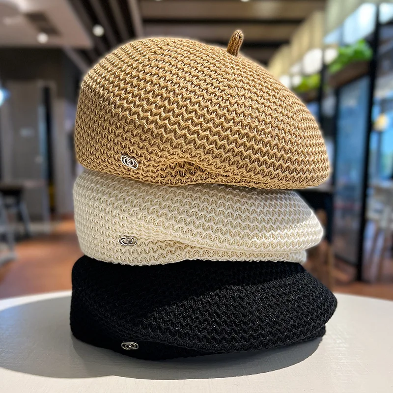 Panama Hats atmungsaktive Strickmütze für Damen, modische und elegante Malermütze, Zeitungsmütze für Kinder, Mütze H232 – Detail 1