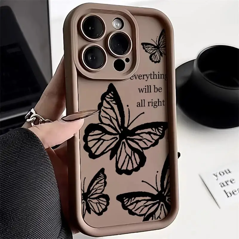 Retro Butterfly Silicone Phone Case - Stylish and Durable Cover