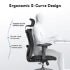 SIHOO M18 Ergonomic Office Chair for Big And Tall People Adjustable Headrest 2D Armrests Lumbar Support PU Wheels Swivel Feature 5