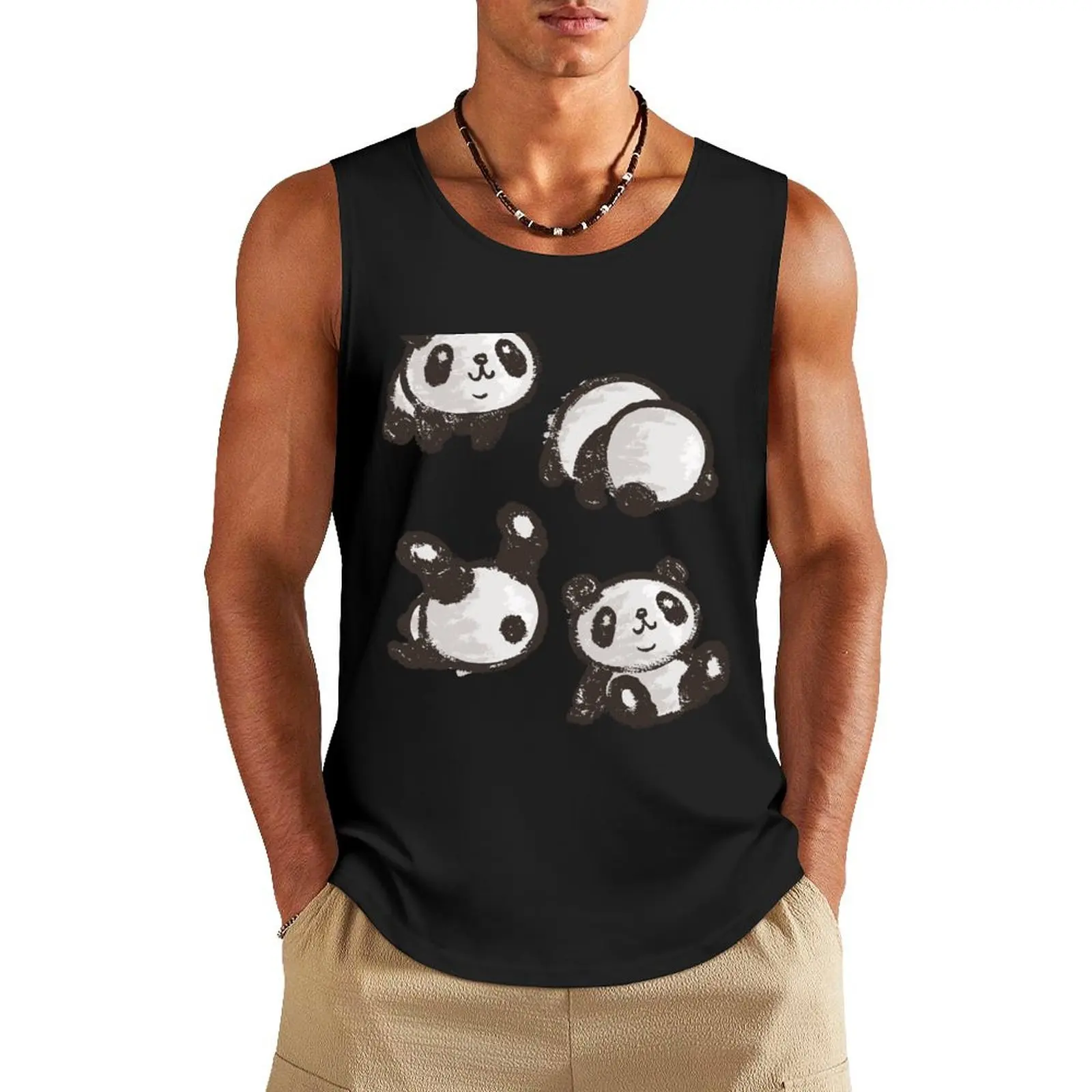 

Rolling panda Tank Top Sports shirt man fitness Men's gym Working vest