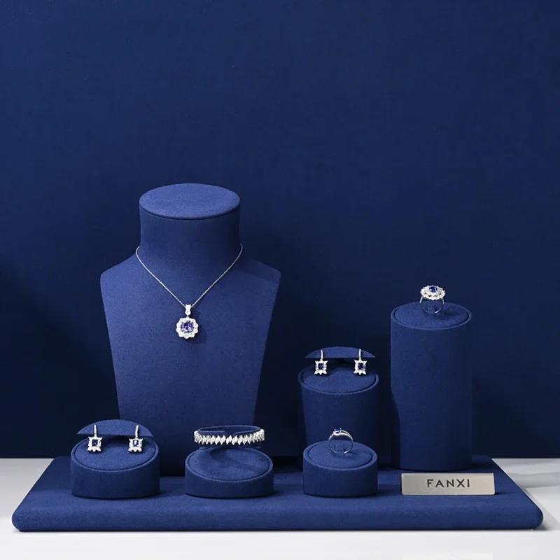 

Blue microfiber jewelry display rack Jewelry display props Necklace ring bracelet Jewelry display rack