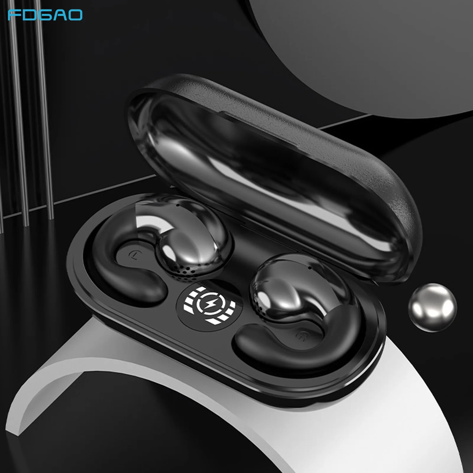 Air Bone Conduction Bluetooth 5.3 Auricolari Cuffie Wireless Tws Earclip Design Auricolari A Led Gancio Per L'Orecchio Cuffie Sportive Con Microfono