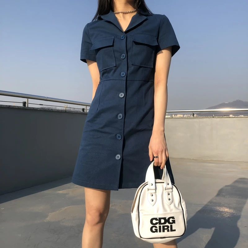 Navy Button Down Short Sleeve Utility ...